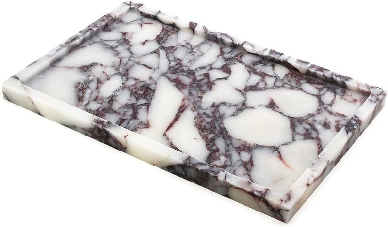 Future stone Real Luxurious Natural Marble Vanity Tray Genuine Marble Storage Tray for Home Decor Stone Tray for Bathroom/Kitchen/Vanity/Dresser,Plate Holder for Tissues, Candles, Towel - Image 1